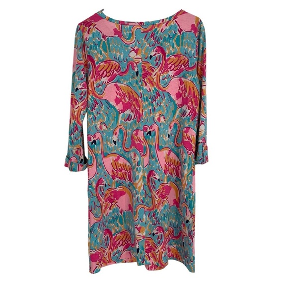 Lilly Pulitzer Linden Peel and Eat Flamingo 3/4 Sleeve Dress Size S Beach Preppy - Picture 3 of 11